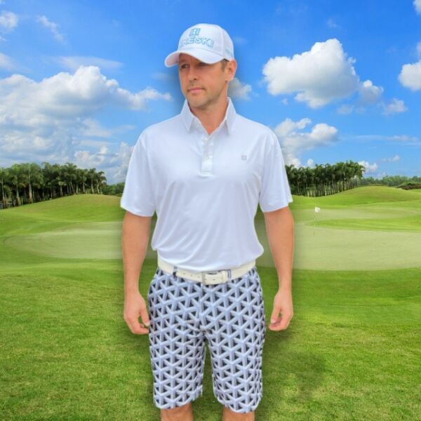 Gray Color Metallic Bars Golf Shorts - Hreski 104 - Image 8