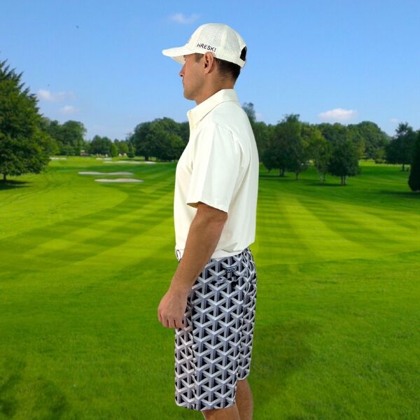 Gray Color Metallic Bars Golf Shorts - Hreski 104 - Image 13