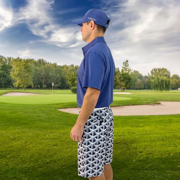 Gray Color Metallic Bars Golf Shorts - Hreski 104 - Image 3