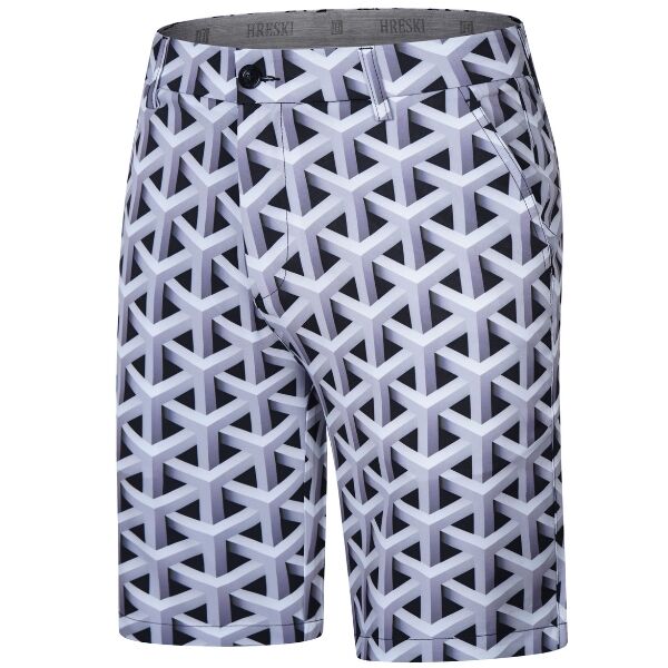 Gray Color Metallic Bars Golf Shorts - Hreski 104