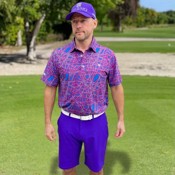 Abstract Purple Lines Golf Shirt - Hreski 127 - Image 5