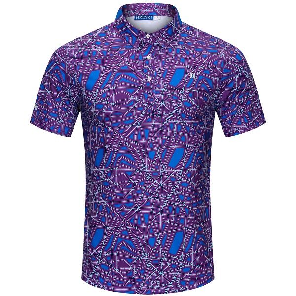 Abstract Purple Lines Golf Shirt - Hreski 127