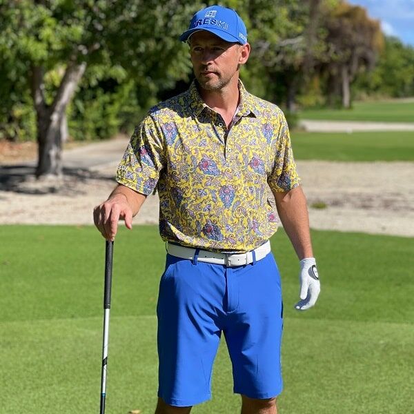 Yellow Paisley Golf Shirt - Hreski 129 - Image 2