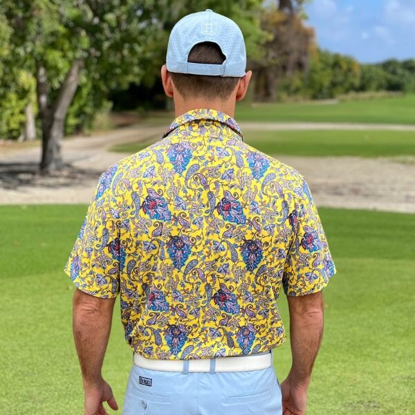 Yellow Paisley Golf Shirt - Hreski 129 - Image 15