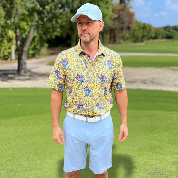 Yellow Paisley Golf Shirt - Hreski 129 - Image 5