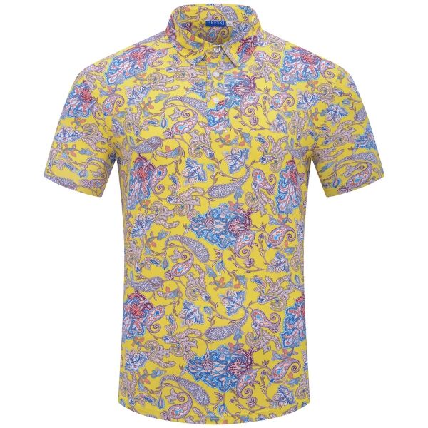 Yellow Paisley Golf Shirt - Hreski 129