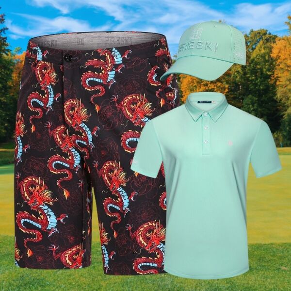 Dragons and Peony Flowers Golf Shorts - Hreski 174 - Image 3