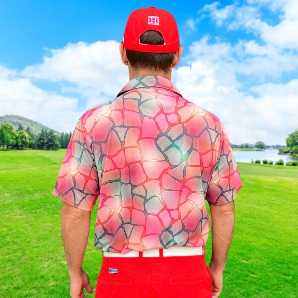 Blurry Mosaic on Colorful Background Golf Shirt - Hreski 140 - Image 8