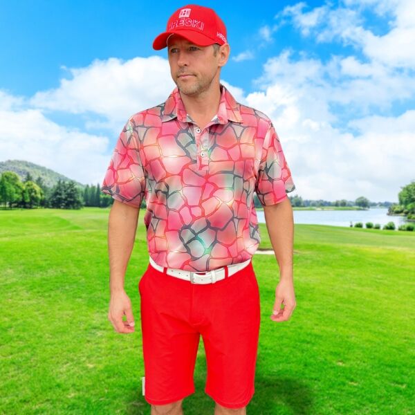 Blurry Mosaic on Colorful Background Golf Shirt - Hreski 140 - Image 4