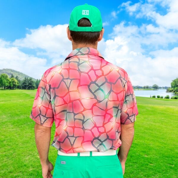 Blurry Mosaic on Colorful Background Golf Shirt - Hreski 140 - Image 9