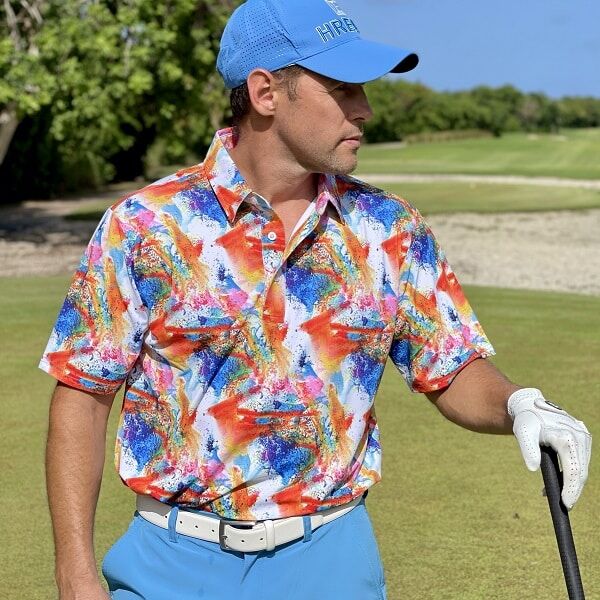 Abstract Gouache Painting Golf Shirt - Hreski 162 - Image 2