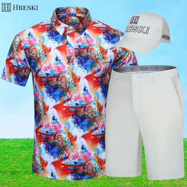 Abstract Gouache Painting Golf Shirt - Hreski 162 - Image 7