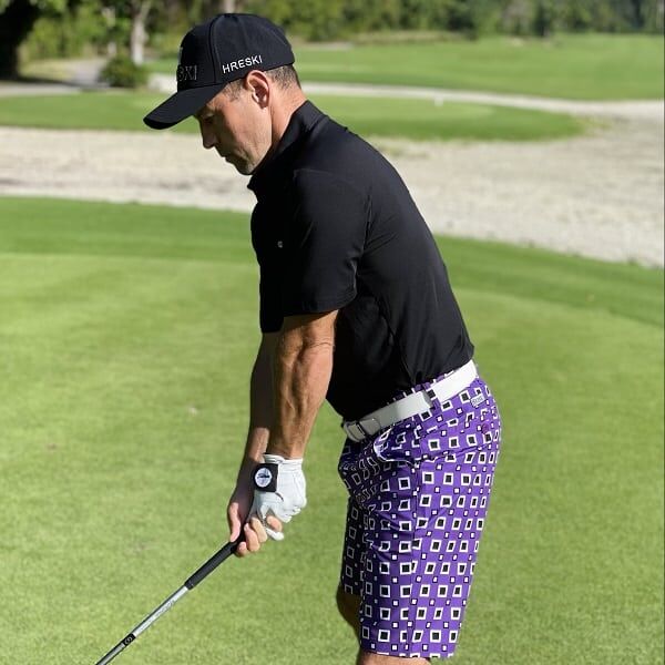 Black and White Squares on Purple Background Golf Shorts - Hreski 190 - Image 15