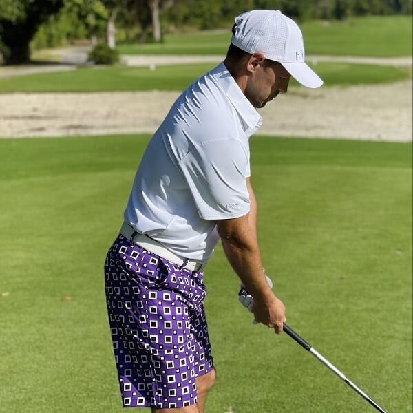 Black and White Squares on Purple Background Golf Shorts - Hreski 190 - Image 10