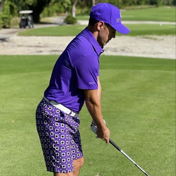 Black and White Squares on Purple Background Golf Shorts - Hreski 190 - Image 8