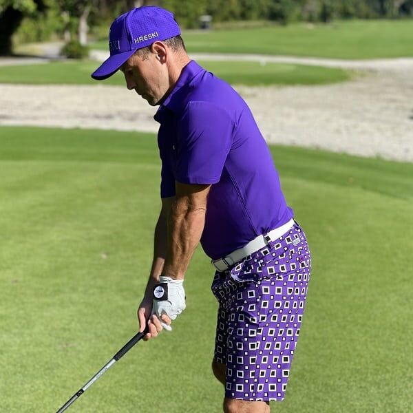 Black and White Squares on Purple Background Golf Shorts - Hreski 190 - Image 14