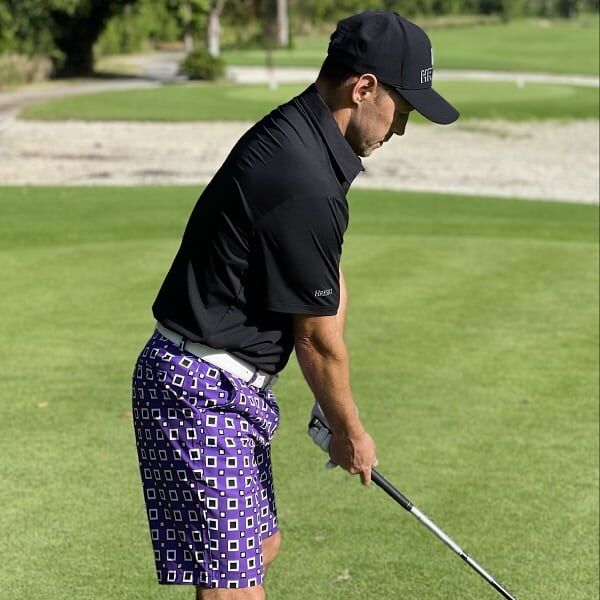 Black and White Squares on Purple Background Golf Shorts - Hreski 190 - Image 9