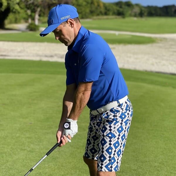 Blue, Cream and Navy Square Diamonds on Cream Background Golf Shorts - Hreski 192 - Image 15