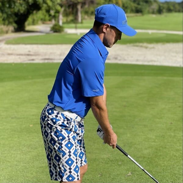 Blue, Cream and Navy Square Diamonds on Cream Background Golf Shorts - Hreski 192 - Image 9