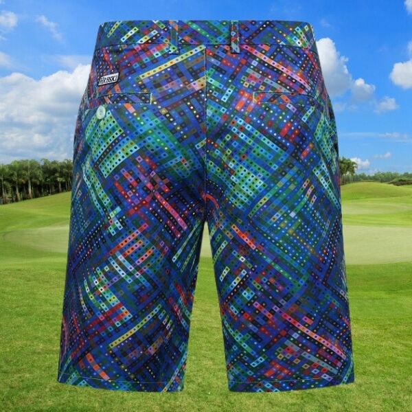 Multi-Colored Dotted Stripes on Green Themed Background Golf Shorts - Hreski 194 - Image 2
