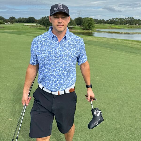 Alternative view of Echoes of the Dunes in Navy Blue Golf Shirt - Hreski 254